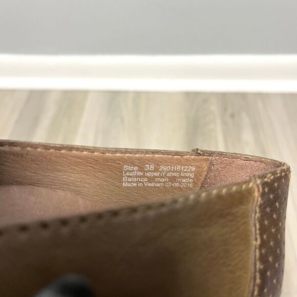 Dansko Heels Women’s 38 Lila Taupe Brown Leather Burnished Nappa Block Loafer - Picture 7 of 8